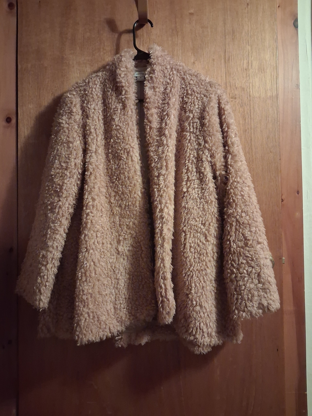 HYFVE Mauve Teddy Coat - Plush Open Front Jacket